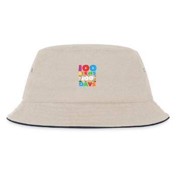 100 School Supplies 100 Days School Design - Kids’ Bucket Hat - ecru/navy - Front