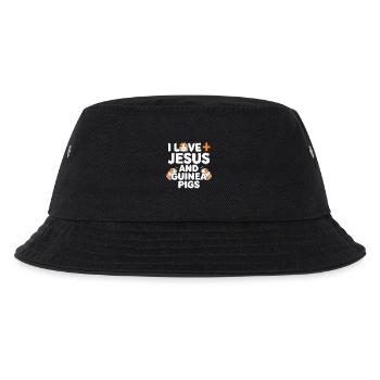 Ich liebe Jesus und Meerschweinchen - Kinder Bucket Hat - Schwarz - Vorne