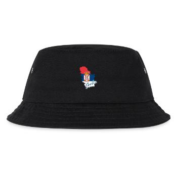Karte mit der Flagge Serbiens, ich liebe Serbien - Kinder Bucket Hat - Schwarz - Vorne