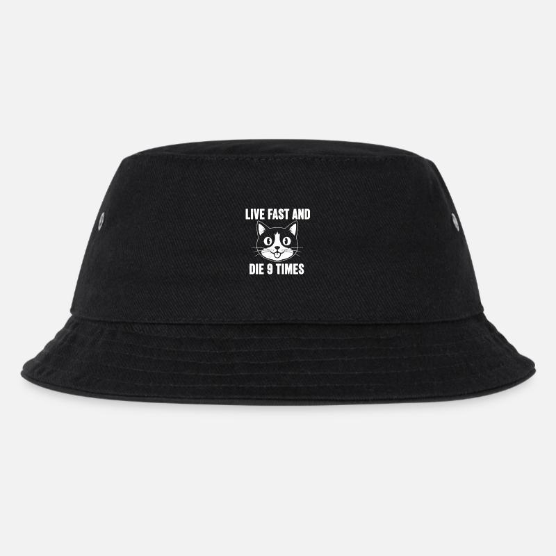 Katzenmeme: Lebe Schnell, Sterbe 9 Mal - Kinder Bucket Hat - Schwarz