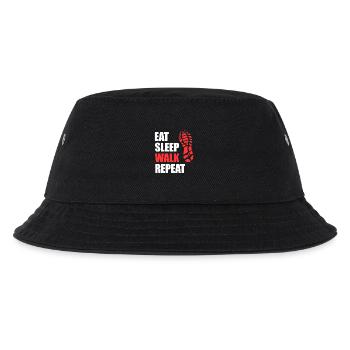 Eat Sleep Walk Repeat - Schuhabdruck Wandern  - Kinder Bucket Hat - Schwarz - Vorne
