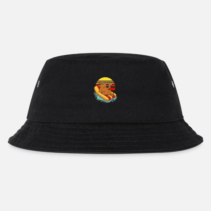 Capybara auf einer Luftmatratze trinkt Saft - Kinder Bucket Hat - Schwarz