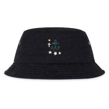 Leuchtender Anker mit Sternen - Kinder Bucket Hat - Schwarz - Vorne