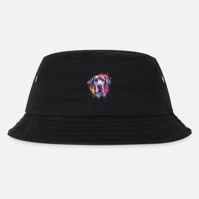 Bunte Hundesplash-Kunst Deutsche Dogge - Kinder Bucket Hat - Schwarz