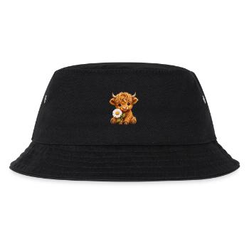 Hochlandkuh Hochlandrind Highland Cow, Margerite - Kinder Bucket Hat - Schwarz - Vorne