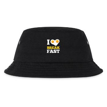 Ich liebe Frühstücks-Spiegelei-Herz - Kinder Bucket Hat - Schwarz - Vorne