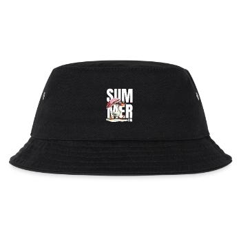 Sommer Ente mit Sonnenschirm & Brille - Kinder Bucket Hat - Schwarz - Vorne