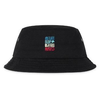 Essen Schlafen Steuern Wiederholen - Kinder Bucket Hat - Schwarz - Vorne