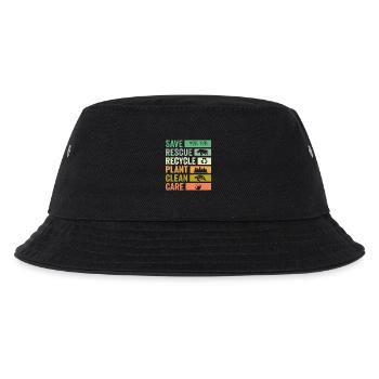 Umwelthelden: Save Rescue Recycle Plant Clean - Kinder Bucket Hat - Schwarz - Vorne