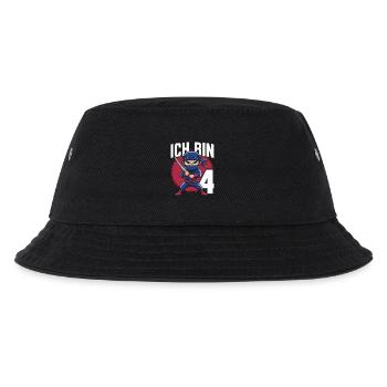 Ich bin 4 Geburtstag Ninja - Kinder Bucket Hat - Schwarz - Vorne