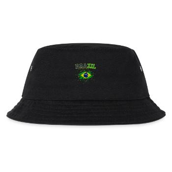 Brasilien Flagge Brasilien Kinder Damen Herren Retro Brasilien - Kinder Bucket Hat - Schwarz - Vorne