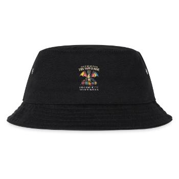 Drache und Garn Stricken Häkeln - Kinder Bucket Hat - Schwarz - Vorne