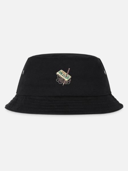 Rewind 80er Retro Musik Kassette mit Bleistift - Kinder Bucket Hat - Schwarz