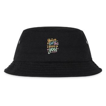 Du schaffst das. Ich glaube an dich | Motivation - Kinder Bucket Hat - Schwarz - Vorne