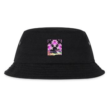 Rüde Lobo - umgeben von rosa Blumen im Regenbogen  - Kinder Bucket Hat - Schwarz - Vorne