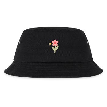 Bee and flower – cheerful motif - Kids’ Bucket Hat - black - Front