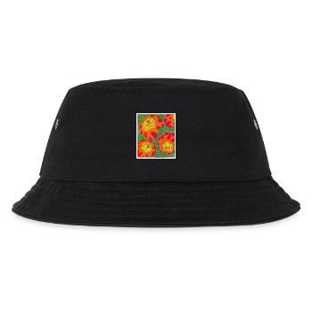 Golden Roses on Crimson Ground - Kids’ Bucket Hat - black - Front