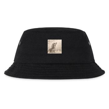 Dachshund Cherry Blossom Pencil Motif Retro - Kids’ Bucket Hat - black - Front
