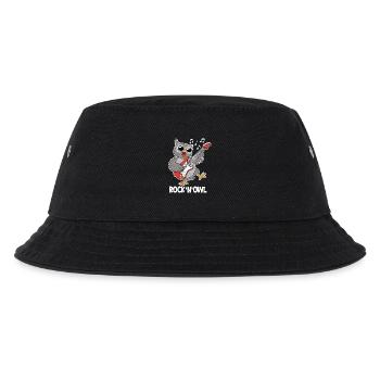 Rock N‘ Owl – Eule mit E-Gitarre - Kinder Bucket Hat - Schwarz - Vorne