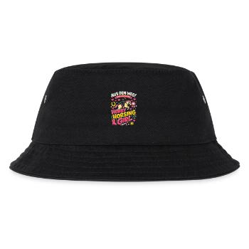 Hobby Horsing Girl Retro Spruch Design - Kinder Bucket Hat - Schwarz - Vorne