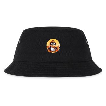 Pinguin im Herbst: Laub & Sonnenuntergang - Kinder Bucket Hat - Schwarz - Vorne