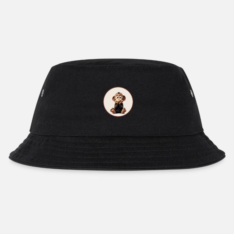 Schimpanse - Kinder Bucket Hat - Schwarz