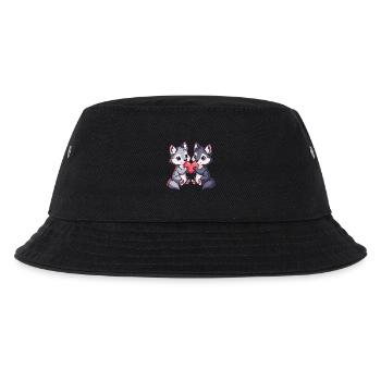 Wolf Paar Liebe Valentinstag - Kinder Bucket Hat - Schwarz - Vorne