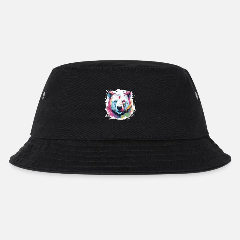 Eisbär Tier Pop Art Kopf Polar bär - Kinder Bucket Hat - Schwarz