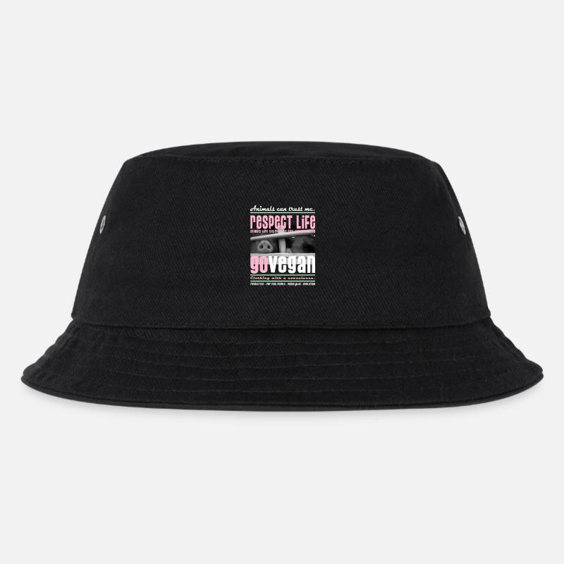 RESPECT LIFE - GO VEGAN - Kinder Bucket Hat - Schwarz