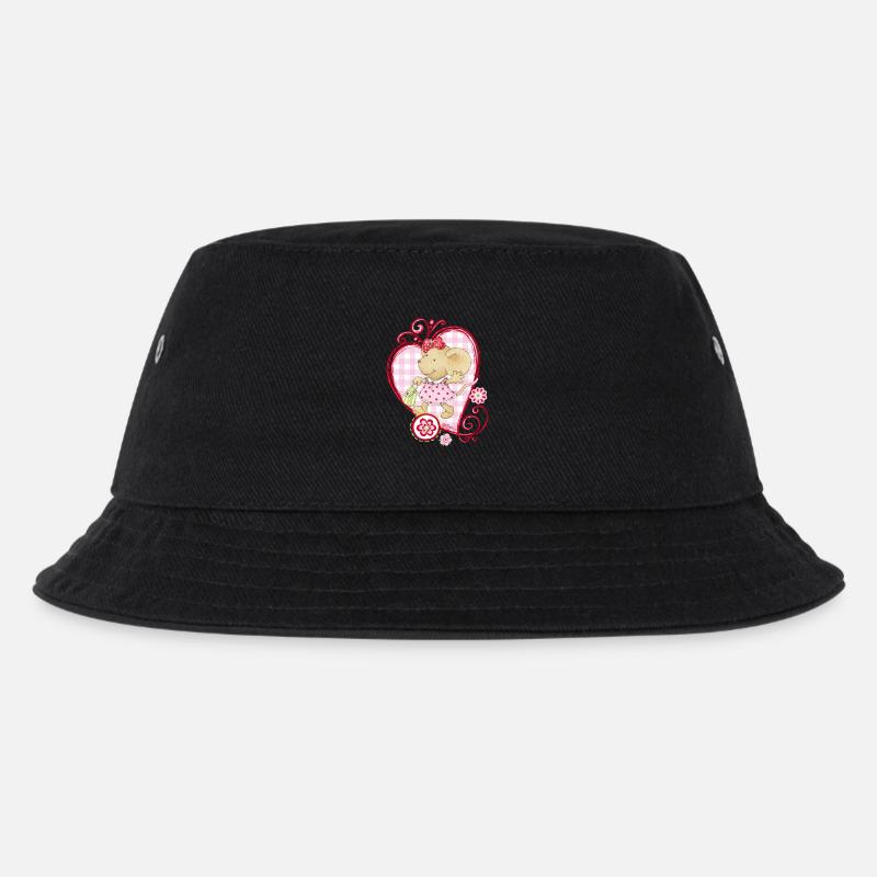 Kikibell Herz pink - Kinder Bucket Hat - Schwarz