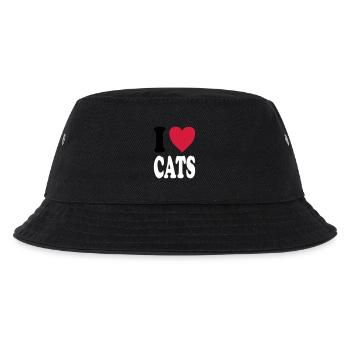 I love CATS - Kinder Bucket Hat - Schwarz - Vorne