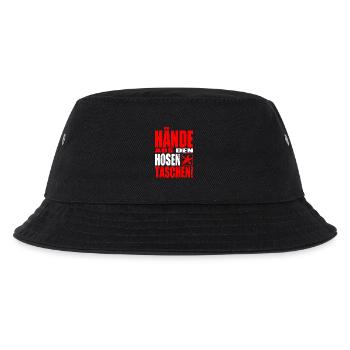Hände Hosentaschen Spruch Arbeit Geschenk Schicht - Kinder Bucket Hat - Schwarz - Vorne