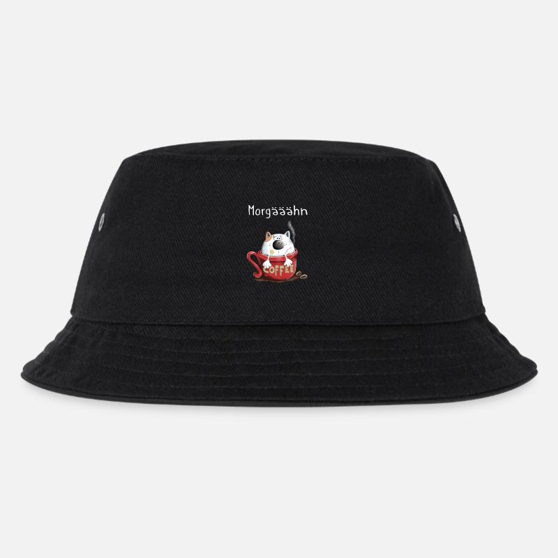 Morgähn Kaffee - Katze - Comic - Kinder Bucket Hat - Schwarz
