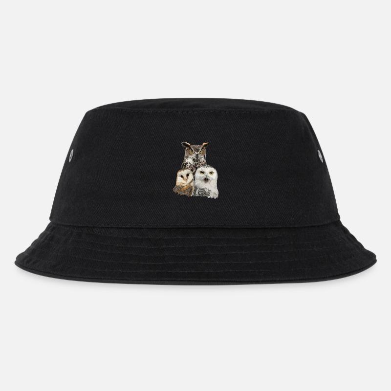 Eulen und Eule - Kinder Bucket Hat - Schwarz