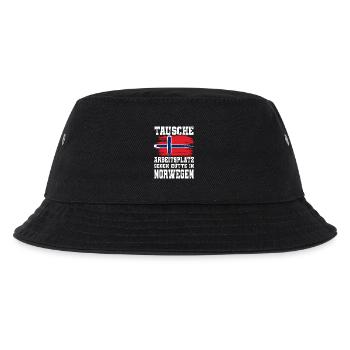 Tausche Arbeitsplatz Gegen Hütte In Norwegen - Kinder Bucket Hat - Schwarz - Vorne