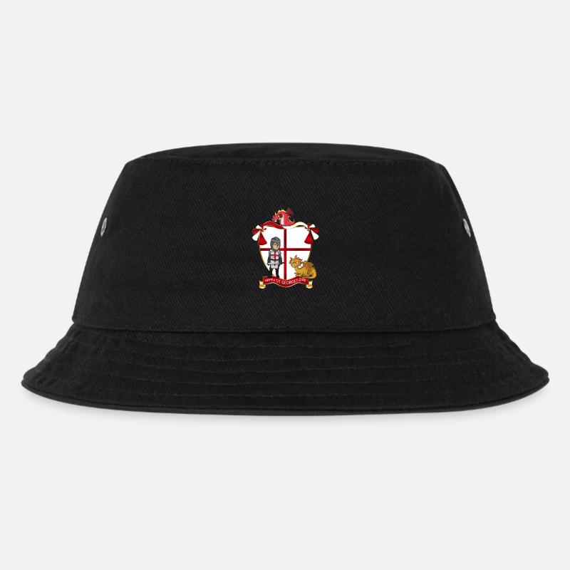 St George Crest: Dragon, Knight & Shield - Kids’ Bucket Hat - black