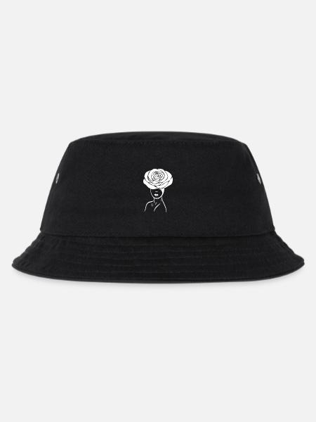 Fille / Dame avec une fleur (rose) sur la tête - Bob Enfant - noir