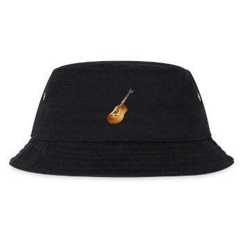 schöne 3D Akustikgitarre in warmen Farbtönen - Kinder Bucket Hat - Schwarz - Vorne