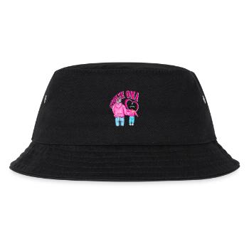 STOLZE OMA Enkelin schwarze Haare Herz Pink - Kinder Bucket Hat - Schwarz - Vorne