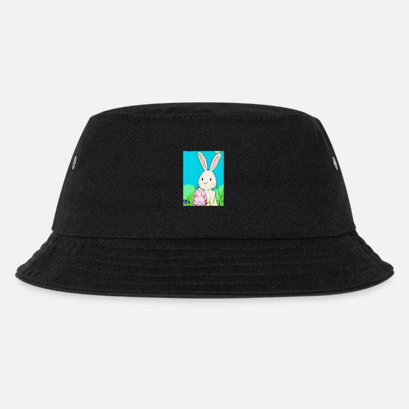 Neon Easter Bunny with Easter Egg in the Grass - Kids’ Bucket Hat - black