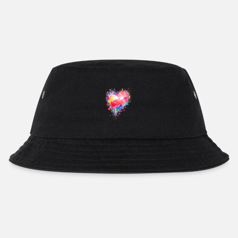 Herz - Kinder Bucket Hat - Schwarz