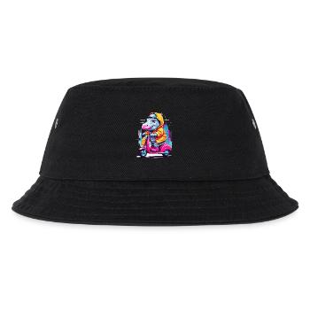 Hippopotamus on scooter - Kids’ Bucket Hat - black - Front