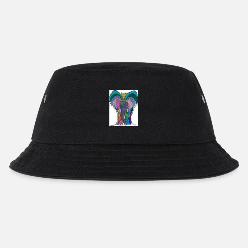 Buntes Elefantenporträt mit Mandala-Muster - Kinder Bucket Hat - Schwarz