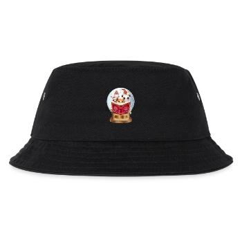 Tiere lesen in einer Schneekugel zu Weihnachten - Kinder Bucket Hat - Schwarz - Vorne