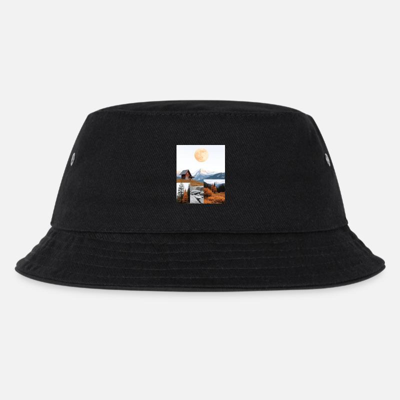 Hütte. - Kinder Bucket Hat - Schwarz