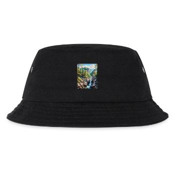 Serene Mountain Waterfall Landscape - Kids’ Bucket Hat - black - Front
