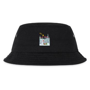 Meowy Christmas - Katze mit Sternschnuppe - Kinder Bucket Hat - Schwarz - Vorne