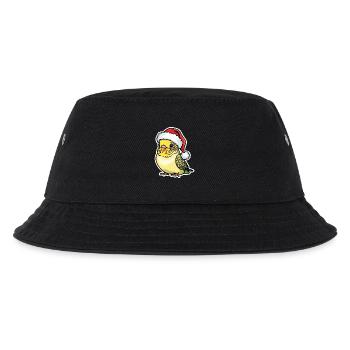 Wellensittich Weihnachten Süß Comic Mütze - Kinder Bucket Hat - Schwarz - Vorne