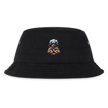 Dackel mit Bäckermütze und großer Brezel - Kinder Bucket Hat - Schwarz - Vorne