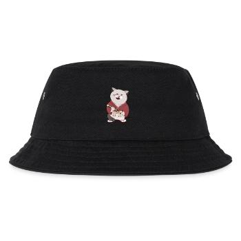 Süße mollige Samurai-Katze mit Katana - Kinder Bucket Hat - Schwarz - Vorne